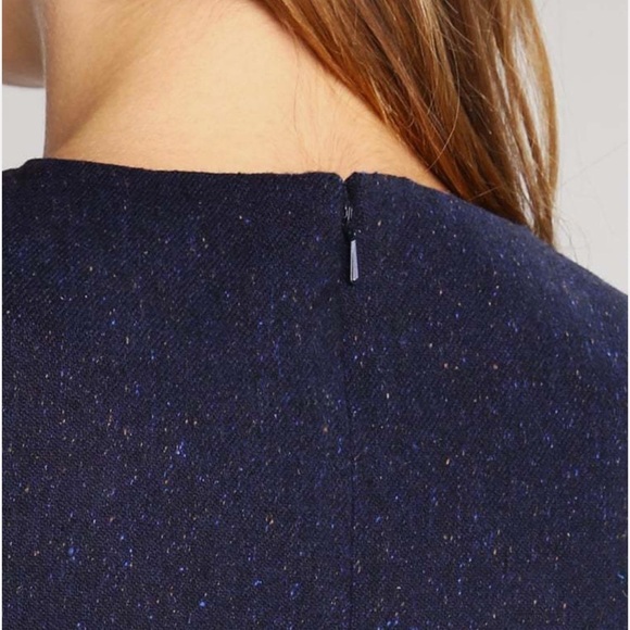 Banana Republic • Pleated Flannel Dress sleeveless sheath navy blue tweed size 2 - Picture 5 of 9